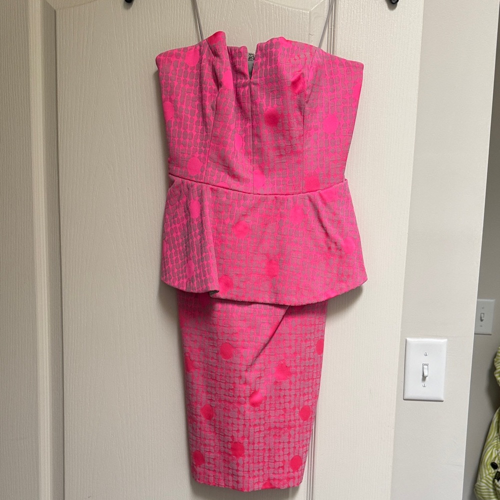 Nicole Miller Vibrant Pink Strapless Dress